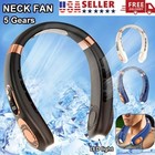 5-speed Portable Hanging Neck Fan Lcd Usb Rechargeable Bladeless W  Cold Plate