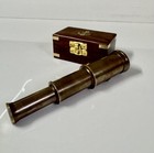 Antique Brass Spyglass With Wooden Box     Vintage Nautical Telescope