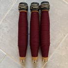 Lot Of 3 Dark Red Vintage Wood Textile Mill Bobbins Spools Yarn Wool Weaving