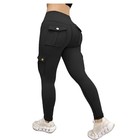 Womens Cargo Yoga Leggings With 4 Pockets Tummy Control Workout Pants High Waist