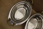2 Bon Chef Stainless Steel Oval Food Pan Brass Handles 3 75qt Laurel Design 5403