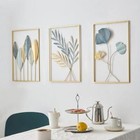 Gold Leaf Wall Decor Set Of 3 Metal Art Hanging Living Room Office Bedroom New