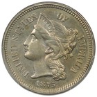 1875 Three Cent Nickel Pcgs Ms64 Uncirculated Type Coin 3cn Fs-301