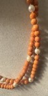 Elegant Vtg Estate Small Peach Coral   Pearl Long Necklace