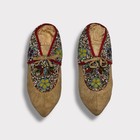 Antique Native American Woodland Floral Beaded Leather Moccasins Museum Grade 