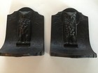 Antique Cast Iron Antique Vintage French Art Deco Owl Sunburst Bookends