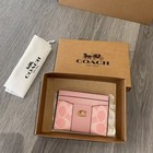 Nwt Coach Cbd80 Slim Id Card Case In Signature Pink