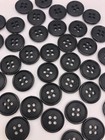 Vintage Black Round 4-hole Buttons W  Raised Edge 15mm 16mm Lot Of 6 Or 60 B92