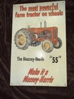 Antique Vtg  Massey Harris Tractor Advertisement Tin Sign  Rare 