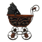 Vtg Wicker Ratan Baby Doll Pram Carriage Buggy Antique Stroller Planter 11  