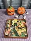 Vintage 5 Halloween Metal Cookie Cutter Set   2 Anthropomorphic Pumpkin Heads 