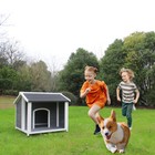 Wooden Dog House Outdoor     Waterproof Windproof Pet Kennel Easy Assemble Medium