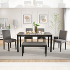 6 Piece Dining Table Set Wooden Dining Table With 4 Chairs   Bench Light Gray