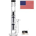 16 5  Black Heavy Glass Bong Shisha Percolate Hookah Water Pipe W ice 18mm Bowl