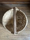Vintage Egg Gathering Butt Basket Farmhouse Cottage Core Decor Wicker Rattan