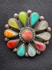 Phyllis Coonsis Zuni Sterling Silver Multistone Cluster Clip Earrings