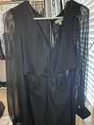Topshop Black Sheer Sleeve Knot V-neck Maxi Dress Us 12 Zip Long Chiffon