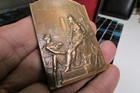 Antique French Art Nouveau Bronze Medallion By Georges Prud homme C  1889 Rare 