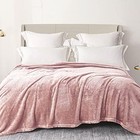  Plush Fuzzy Fleece King Size Bed Blanket As Coverlet bed 90x104 In Dusty Pink