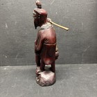 Vintage Japanese Hand Carved Solid Wood Old Fishing Man Sculpture 7 25  Tall