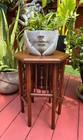 Antique Victorian Oak Stick And Ball Plant Stand End Table Hexagon Moorish Style
