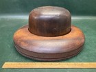 Antique Industrial Wooden Millinery Hat Mold Block Form Crown   Brim