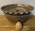Antique Middle East Islamic Hand Wash Copper   Tin Bowl   With Stamp seal mark