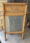 Vintage Glass Wash Board Cascade Columbus Ohio Wood Laundry Hand Scrub Board