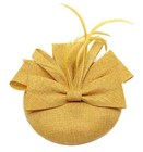 Womens Fascinator Hat Sinamay Pillbox Flower  Tea Party Derby B Gold