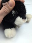 Russ Berrie Tuxedo Cat Buttons Kitty 10  Black White Plush Stuffed Green Eyes