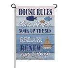  Beach House Rules Blue Small Decorative Garden Flag  Coastal Sea Fish 