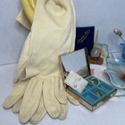 Vtg Women s Vanity Lot Of 21 Trinkets  Fenton  Gloves  Perfume Bottle  14k Gold