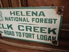 Vintage Us National Forest Helena Elk Creek Porcelain Metal Sign 