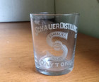 Schaur Whiskey Dayton o Etched Early 1900 Pre Pro Advertising Shot Glass