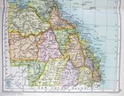 Queensland  Australia - Original 1909 Map By John Bartholomew  Antique