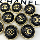 10 Chanel Buttons Black Gold Cc Logo Metal 23mm Vintage