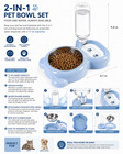 2-in-1 Automatic Cat Dog Bowl Water Dispenser Stainless Steel Pet Feeder Blue