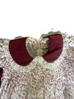 Girls Prairie Dress 2-3 Years Cream Burgundy Floral Smocked Lace Cottagecore
