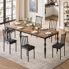 Rectangular Dining Table For 6  71 Inch Rustic Farmhouse Kitchen Table With L   