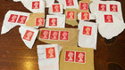 50 X Uk Stamps 1st Class Red  Used  Unfranked On Paper   55 Face Value