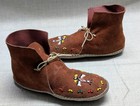Vintage Native American Indian Handcrafted Size 9 Moccasins Beaded Leather
