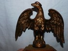Antique Metal Eagle Flagpole Finial Topper Mounted On Wood Base - 5 3 8  Tall