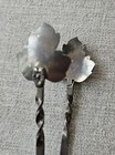 Antique R Sterling Sugar Tongs Leaf Motif