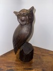 Vtg Heavy Solid Carved Wood Owl Figurine Sculpture Collectible Bird Species Owl