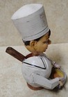 Vintage Wood Mechanical Hand Carved Chef Bottle Cork Stopper For Parts Or Repair