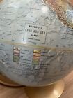 Vintage Replogle Land And Sea Globe 12 Inch Raised Surface Metal Base 2 Axis