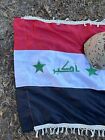 Usmc Helmet And Large Iraqi Flag Desert Storm   Oif Iraq Bringback War Trophy