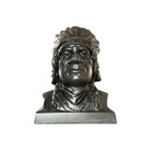Vintage Cast Metal Indian Chief Bust   Head Figurine   Sculpture