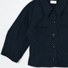 Fw17 Lemaire Cotton Pointed Collar Button Up Navy Blue Shirt Pocket Cropped Fr36