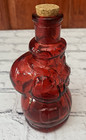 Vintage Christmas Santa Claus Glass Jar Bottle Empty Red Made In Spain